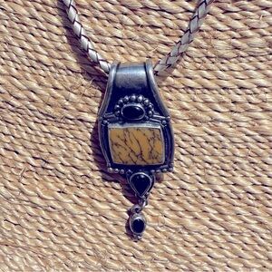 🆕LISTING🆕 June Rosen yellow feather jasper and black onyx set in Sterling.